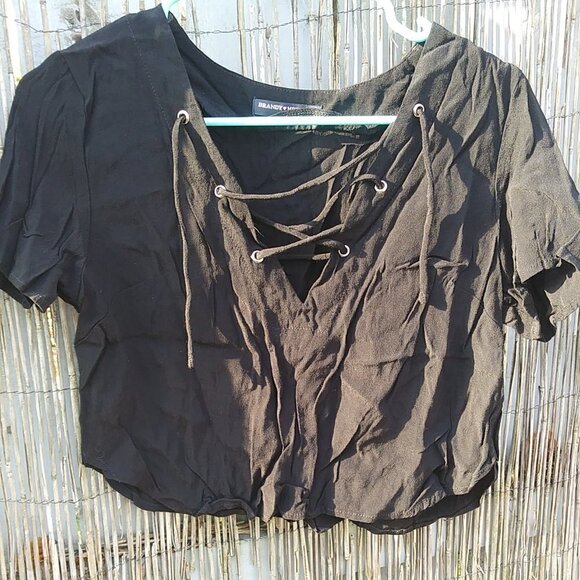 Brandy Melville Black V-Neck Crop Top - Women's - S - Picture 1 of 13